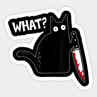 What Murderous Cat Holding Knife Funny Halloween Costume Sticker